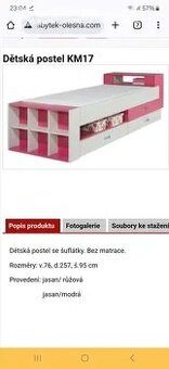 Vyšší postel do dětského pokoje s úložným prostorem