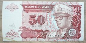 Bankovka, Zair, 50 nouveaux zaires, ročník 1993