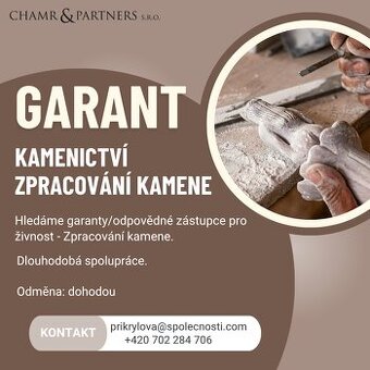 Hledáme odpovědného zástupce - Kamenictví/Zpracování kamene