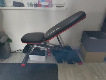Činky 15+15kg a nastavitelná posilovací lavice.