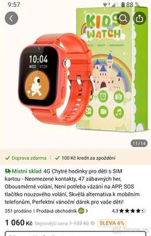 Dětské chytré hodinky na SIM kartu v Češtině, druhé zdarma.