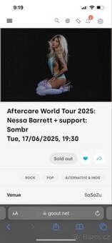 Prodám 2 lístky na Nessa Barrett + Sombr