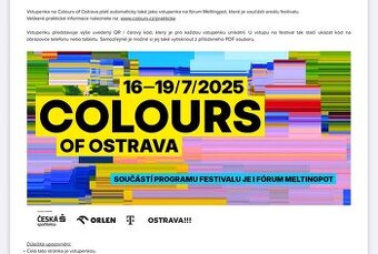1X 4 denní vstupenka na Colours of Ostrava 2025