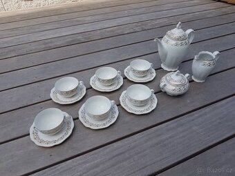 Starý porcelánový čajový servis, kompletní set,