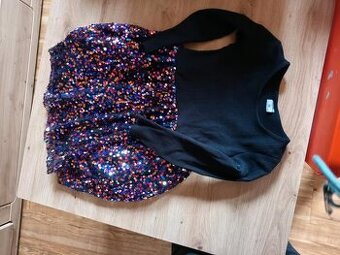 Flitrové šaty pro dívky, velikost 104, černé, barevné