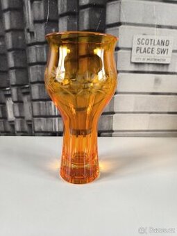 Vintage křišťálová váza s ručním gravírováním, ČSSR