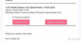 Baník Sparta lístek