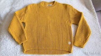 Hořčicově žlutý svetr vel.158