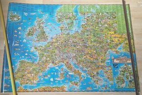 Dětská mapa Evropy laminovaná 137 x 97