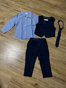 Klučičí set - kalhoty, košile, vesta, kravata - vel. 92