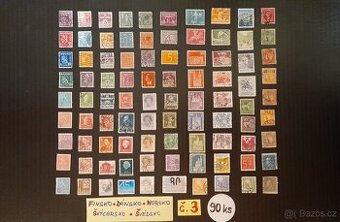 Poštovní známky Fin, Dán, Nor, Hol, Švý, Švéd  90ks