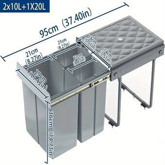 NOVÝ 3 dílný odpadkový koš do kuchyňské linky