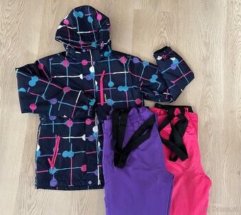 Dívči bunda a oteplovaky, zimní lyžařský set 152-158