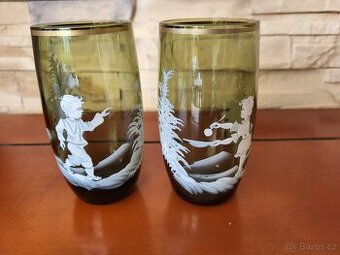 2 STAROŽITNÉ SBĚRATELSKÉ SKLENICE- LEDOVÉ DĚTI- NÁDHERNÉ
