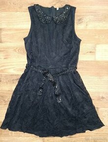 PĚKNÉ ČERNÉ KRAJKOVÉ ŠATY- MARKS & SPANCER-VEL.164