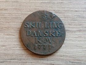 Mince 1/2 Skilling 1771 Dánské království král Kristián VII