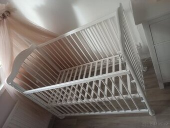 Detska postylka z borovicového dreva, baldachyn,mantinel,lze