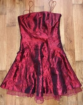 VÍNOVÉ SPOLEČENSKÉ ŠATY S BOLERKEM - MARCO - VEL.S