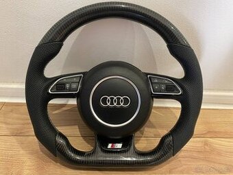 AUDI VOLANT CARBONOVY - zkoseny - karbon - perforovana kuze