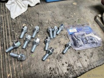 Nové kolové šrouby M12 x 1.5 kužel 16ks vc. bezpečnostní