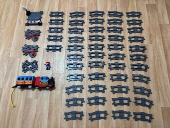 Lego Duplo kompletní železnice, koleje, vagón, lokomotiva,..