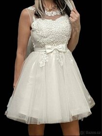 Kouzelné bílé svatební/ plesové mini šaty - XS/S/M - 1
