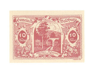 10 Heller z Waldburgu, Rakousko, Horní Rakousy1920