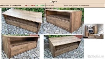 Televizní stolek se 2 šuplíky hnědý