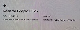Rezervace - Lístek na kompletní Rock For People 2025 (RFP)