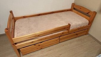 Postel z masivu s matraci, 80x180 cm, borovice