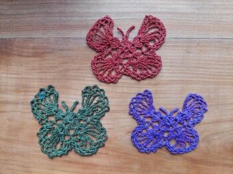 3x krásný nový háčkovaný motýl motýlek motýlci - SLEVA
