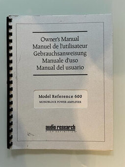 Audio Research Reference 600 MK III Manuál ve výborném stavu