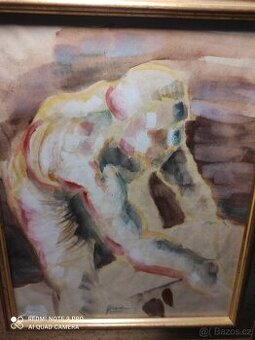 Obraz akvarel cyklista