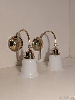 2x mosazná lampa, lampička, stínidlo zvoneček, pár