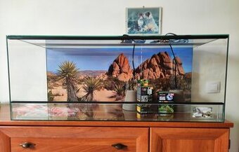 Vybavené 100x40x40cm terárium nové, síla skla 5mm , polyuret