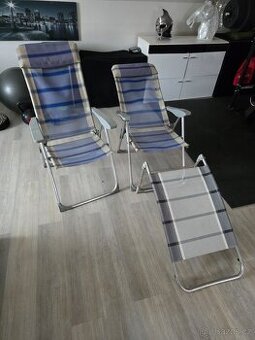 Skládací zahradní nábytek (do karavanu) 2x křeslo + podnožka