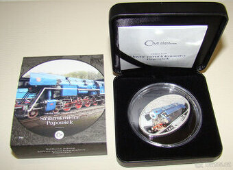 Stříbrná mince Slavné parní lokomotivy - Papoušek proof
