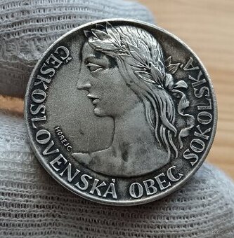 Stříbrná medaile Všesokolský slet v Praze 1948 puncováno
