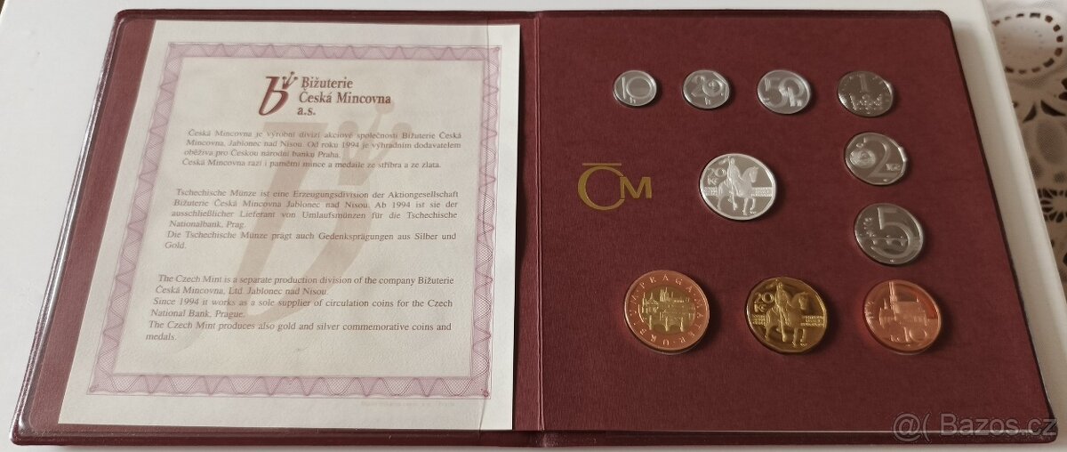 Sada mincí ČR 1998 proof v semišovém obalu - 2