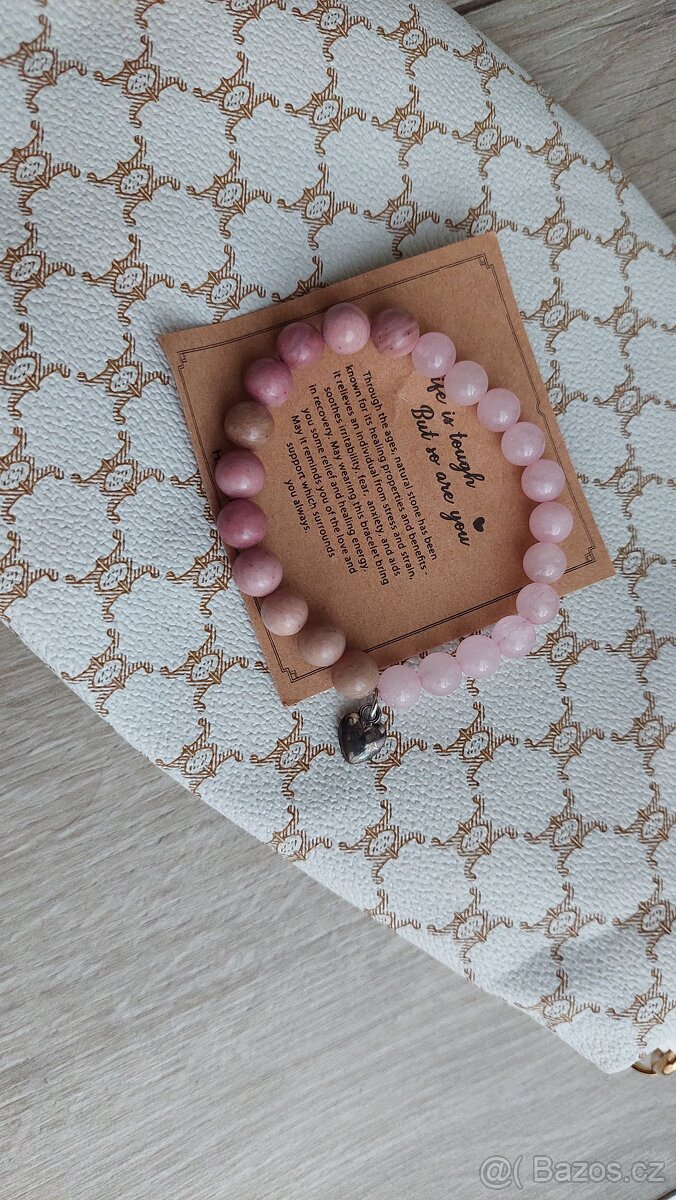 Dámský náramek s více minerály a se srdíčkem - 2