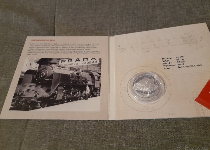 Stříbrná mince Parní lokomotiva 387.0 - Na kolech - 2