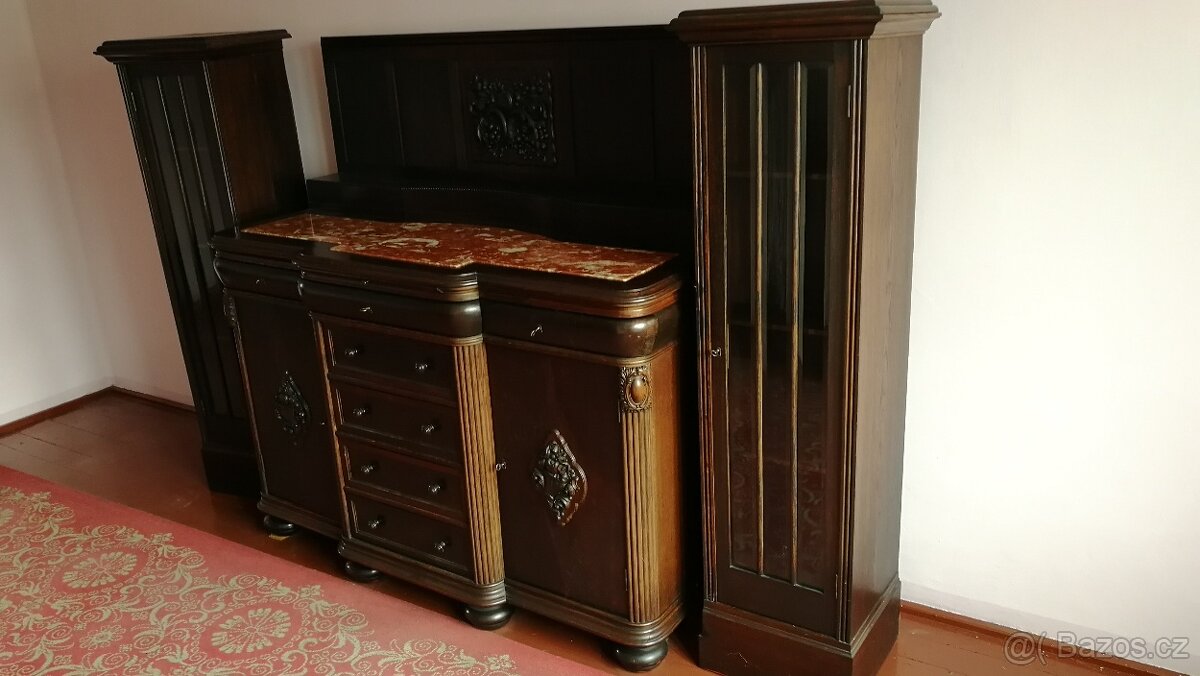 Starožitná komoda (sekretář) - vykládané mramorem - 2