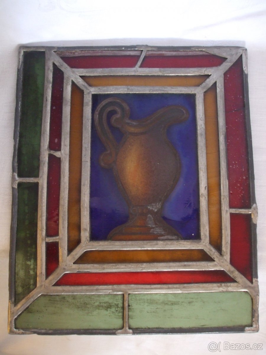 Starožitná vitráž sklo cín poč. 20.století - 2