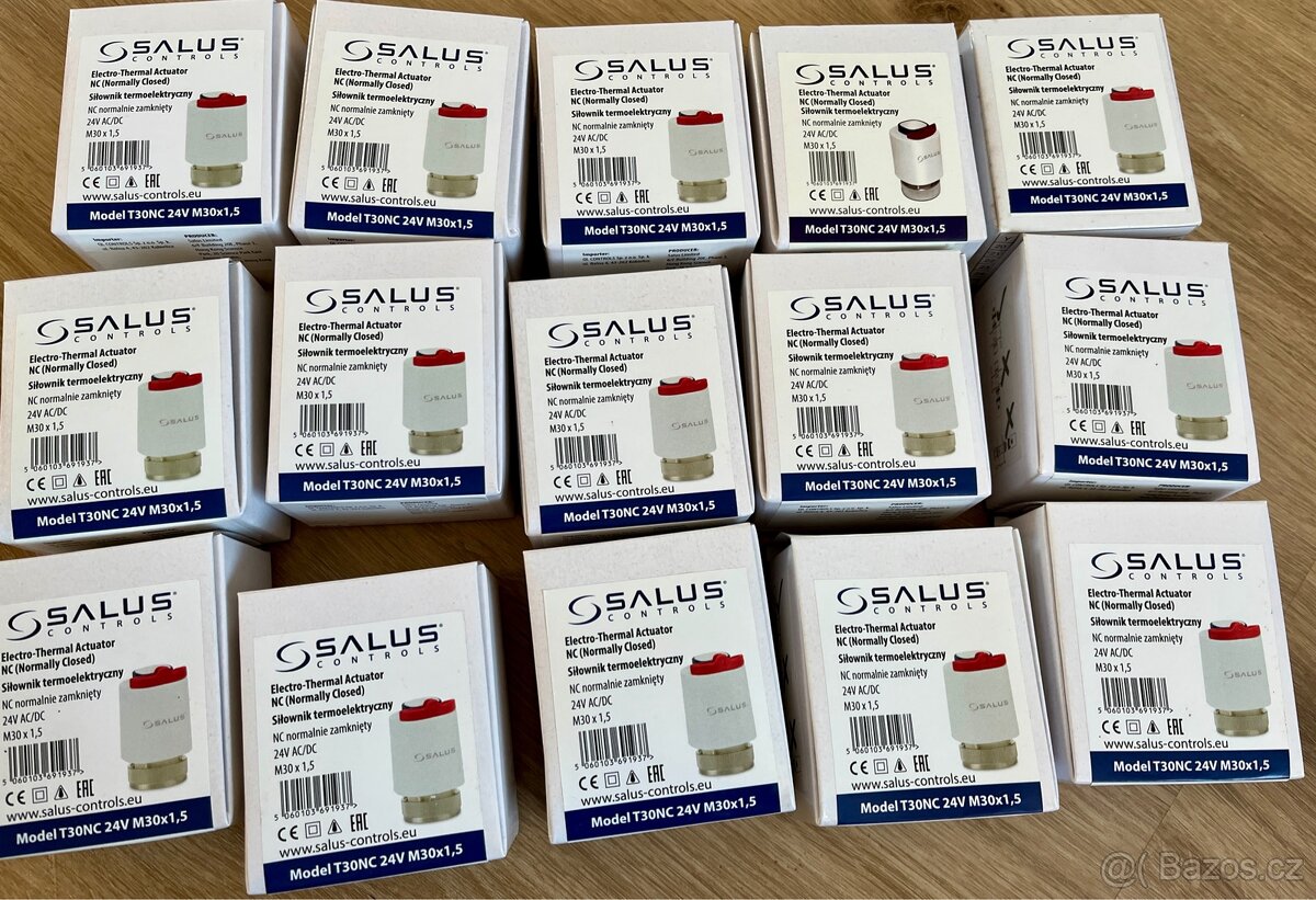 Termoelektrická hlavice Salus T30NC 24V - 14 kusů - 2