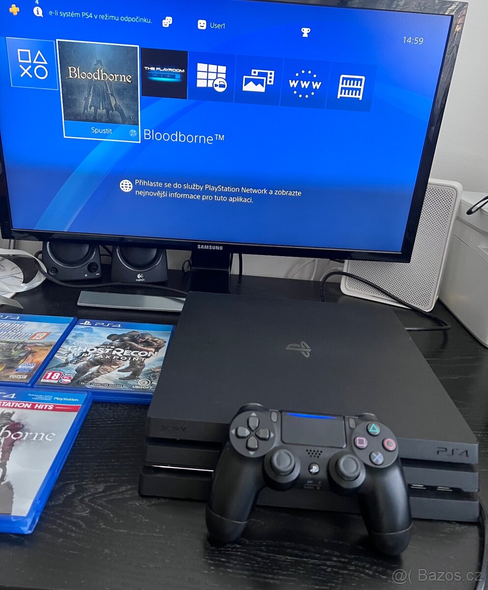 PS4 PRO 1TB CUH-7216B + hry Farming Bloodborne GRB - 2