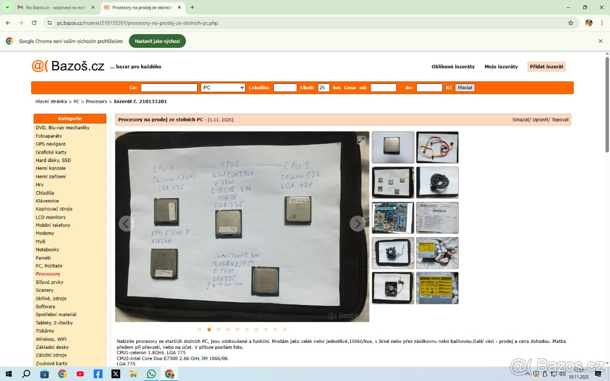 PC a komponenty - prodej . cena dohodou- použité - 2