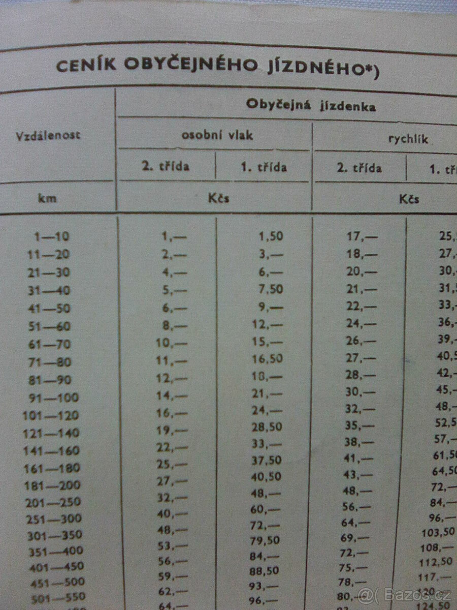jízdní řád ČSD - 2