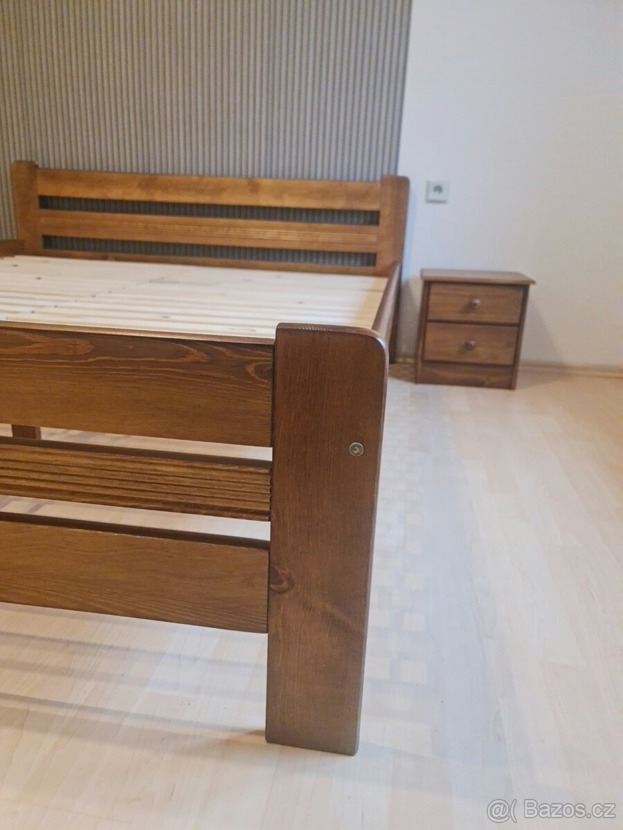 Prodám nové zvýšené postele 90x200 v moření dubu - 2