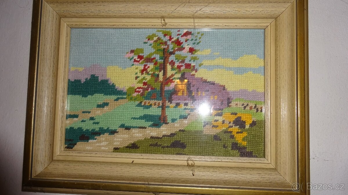 2 vyšívané zarámované obrázky - 2