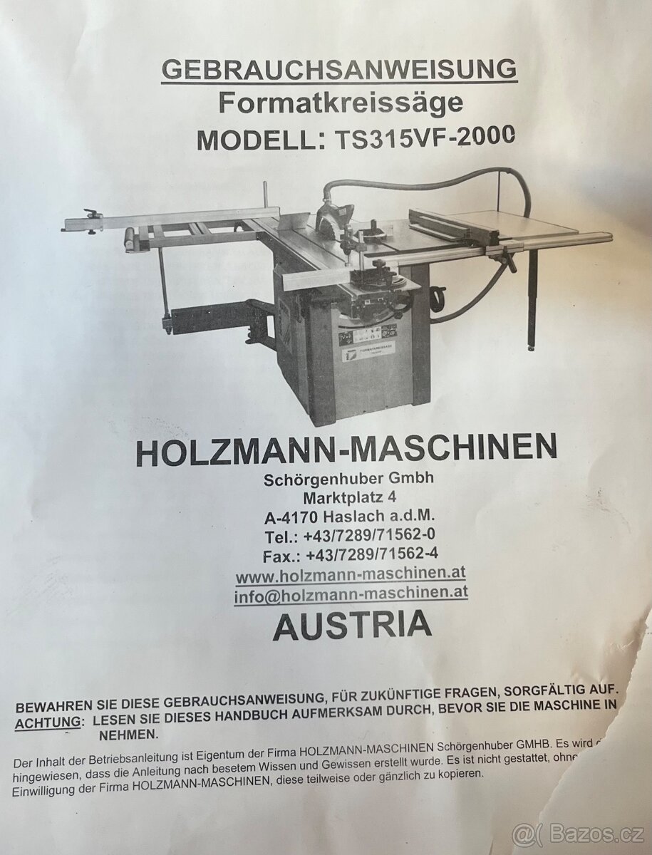 Formátovací pila Holzmann TS315VF2000 - 2